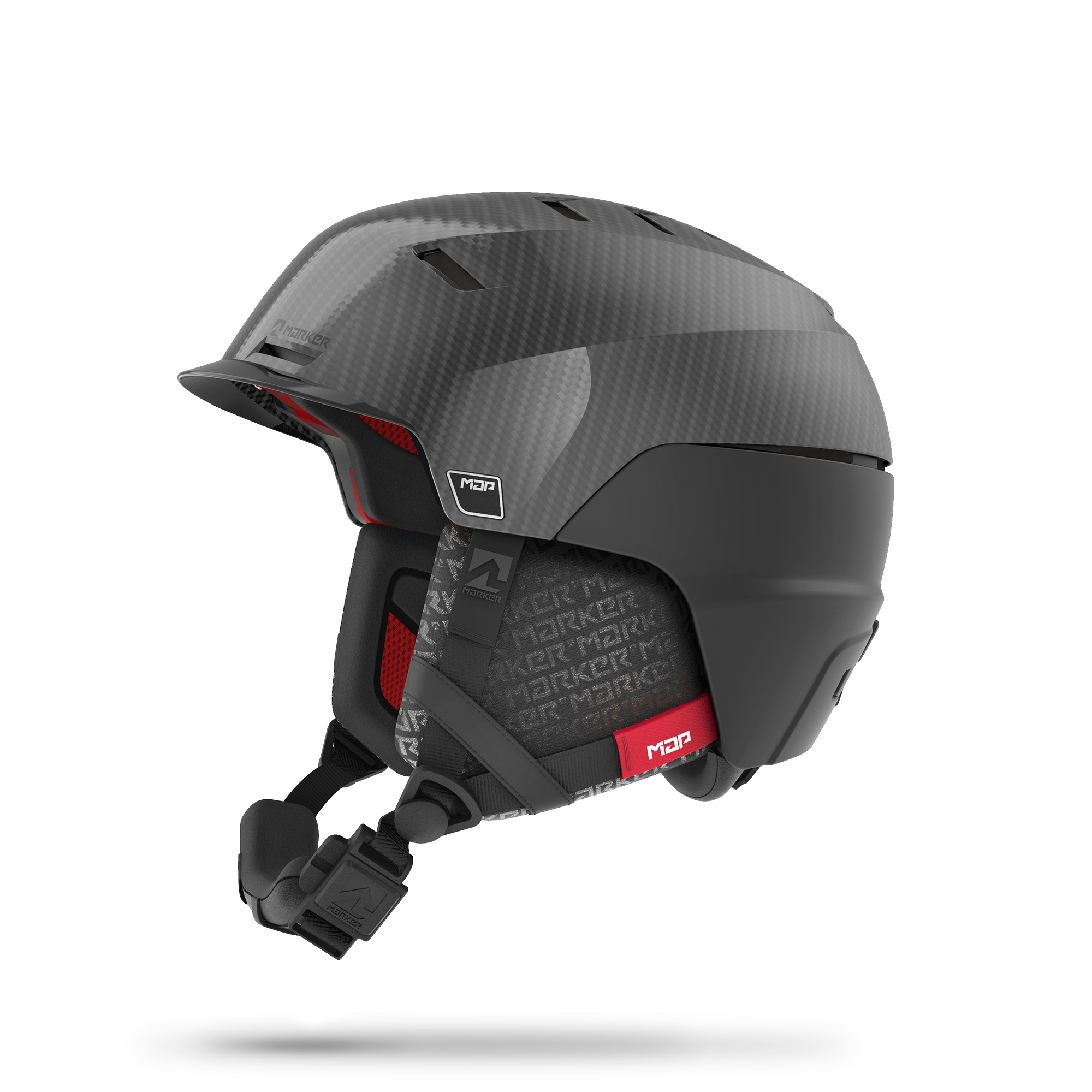Profile of a black ski helmet