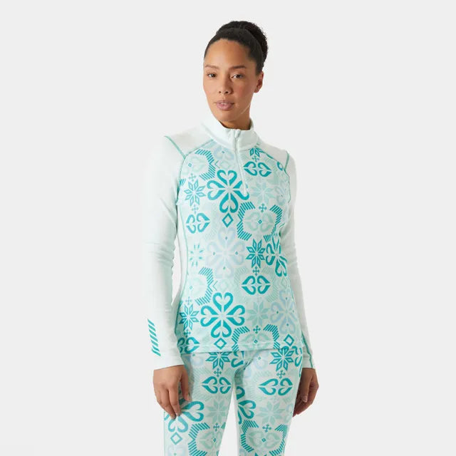 Helly Hansen Women's LIFA Merino Midweight Graphic Half-Zip Base Layer Icicle Nord