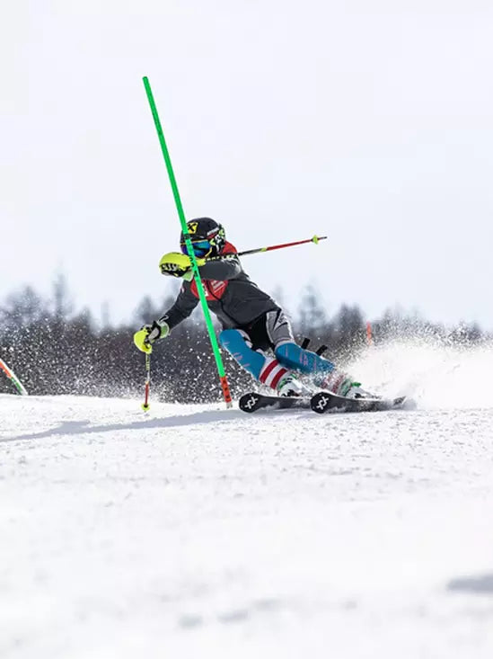 Volkl SL R JR Skis 2026 Skier in SL course