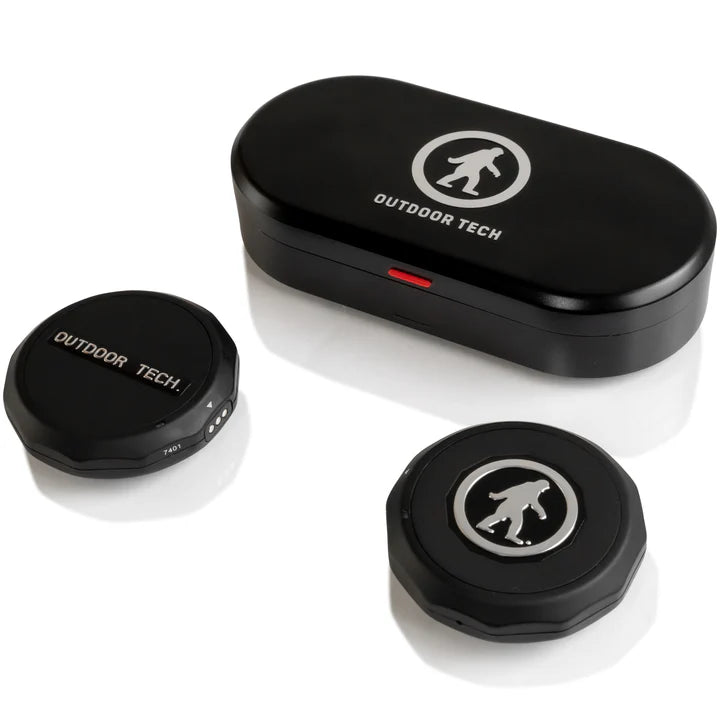 Black electronic devices with 'Outdoor Tech' branding on a white background