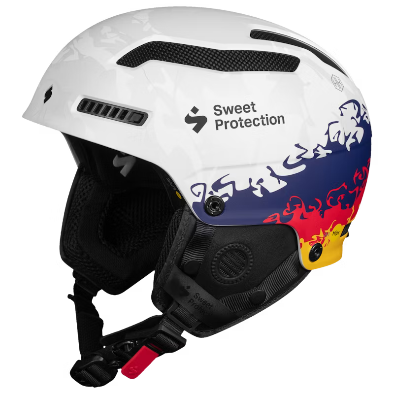 Profile of a black ski helmet