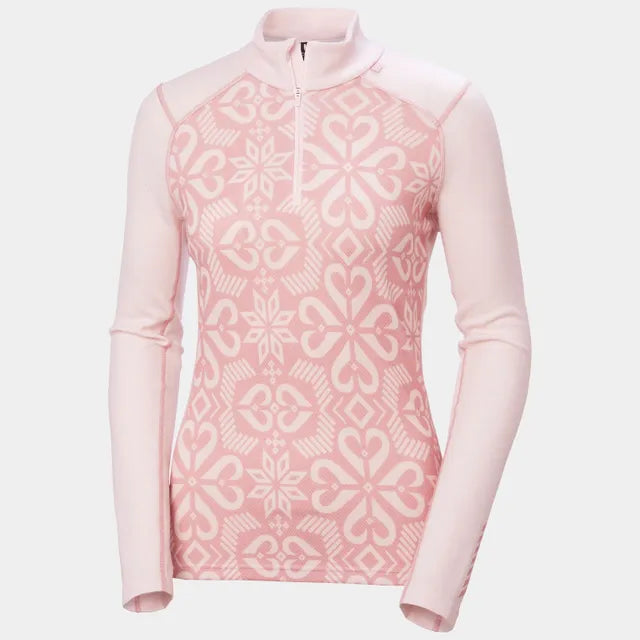 Helly Hansen Women's LIFA Merino Midweight Graphic Half-Zip Base Layer Pink Tint