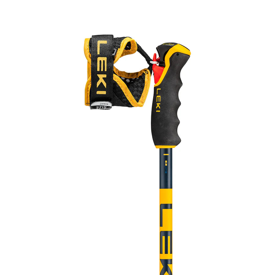 LEKI ski pole with black and yellow design on a white background