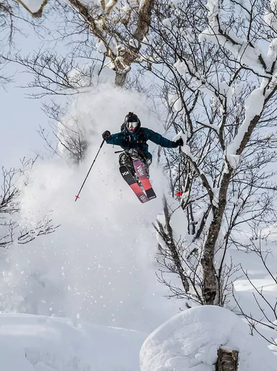 Marker Duke PT 13 Ski Binding Being Used Off Cliff